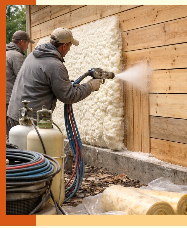 Утепление деревянного дома пенополиуретаном в Губкине