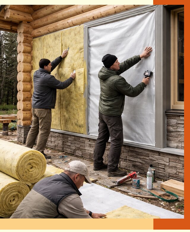 Утепление бревенчатого дома в Губкине от 7771 руб/м2 — заказать под ключ | ТепломастерГбк