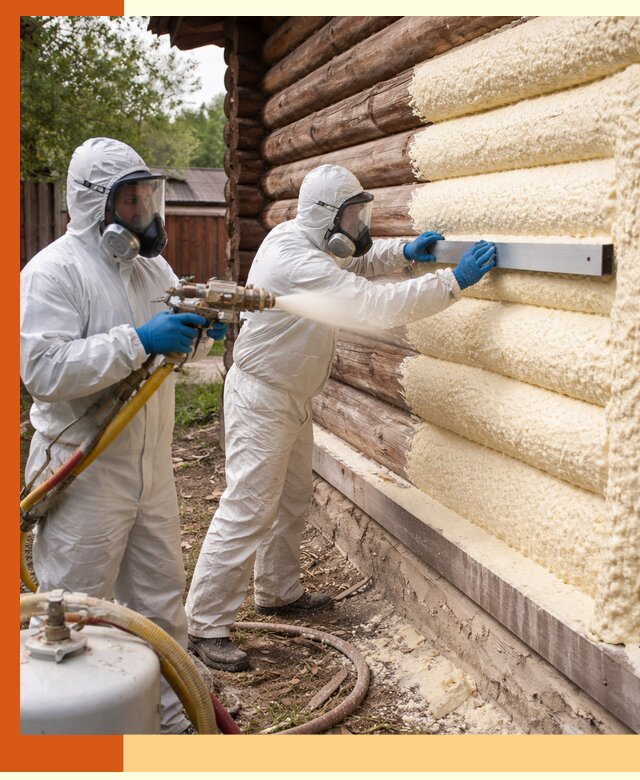 Утепление бревенчатого дома ППУ в Губкине эффективной изоляцией