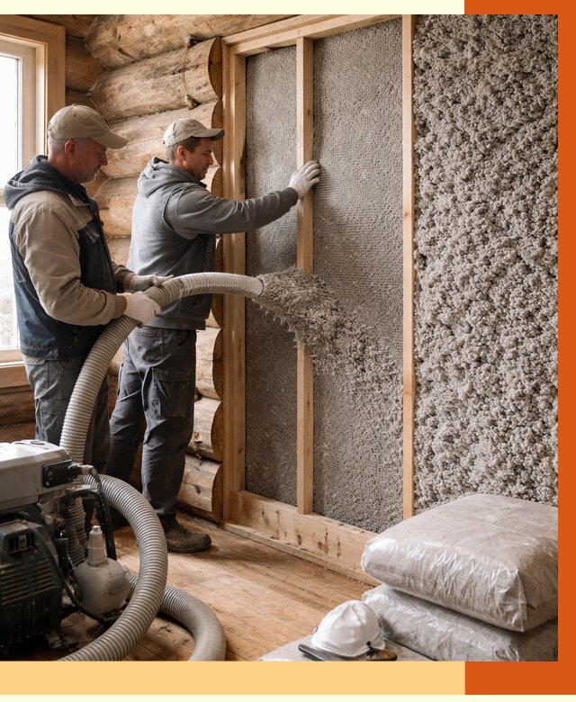 Утепление бревенчатого дома эковатой в Губкине от 2793 руб. | ТепломастерГбк