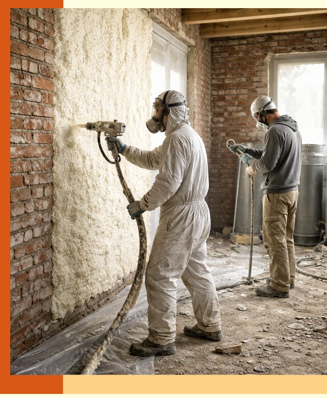 Утепление кирпичного дома пенополиуретаном в Губкине