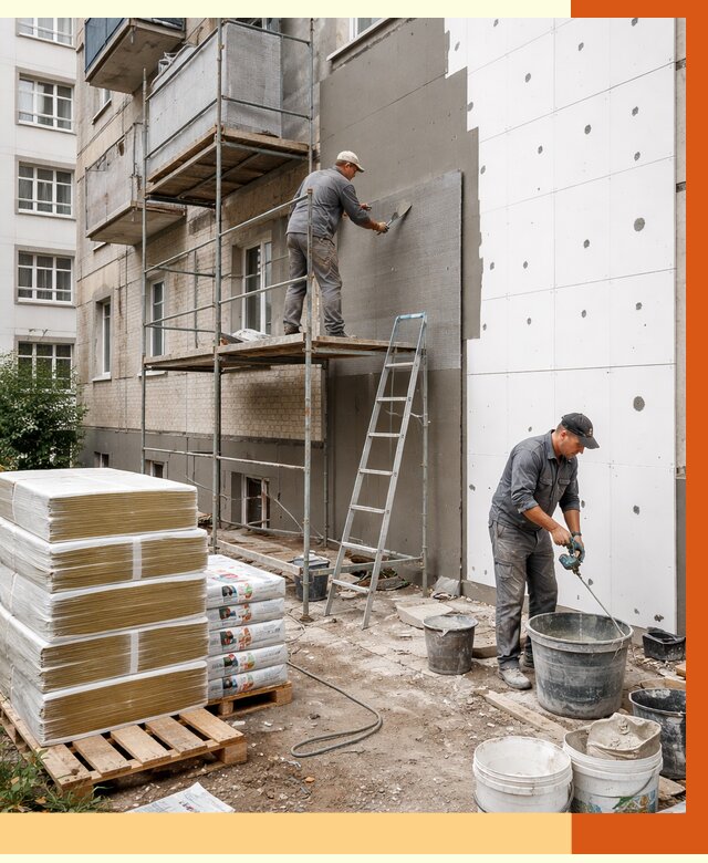 Утепление квартиры снаружи в Губкине от 6247 руб/м2 под ключ | ТепломастерГбк