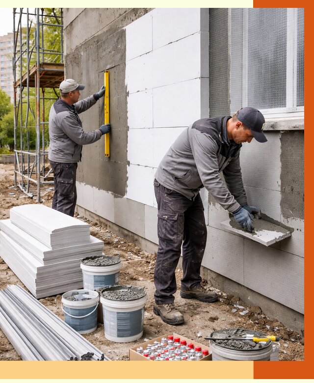 Утепление фасада и стен снаружи в Губкине от 4266 руб. | ТепломастерГбк