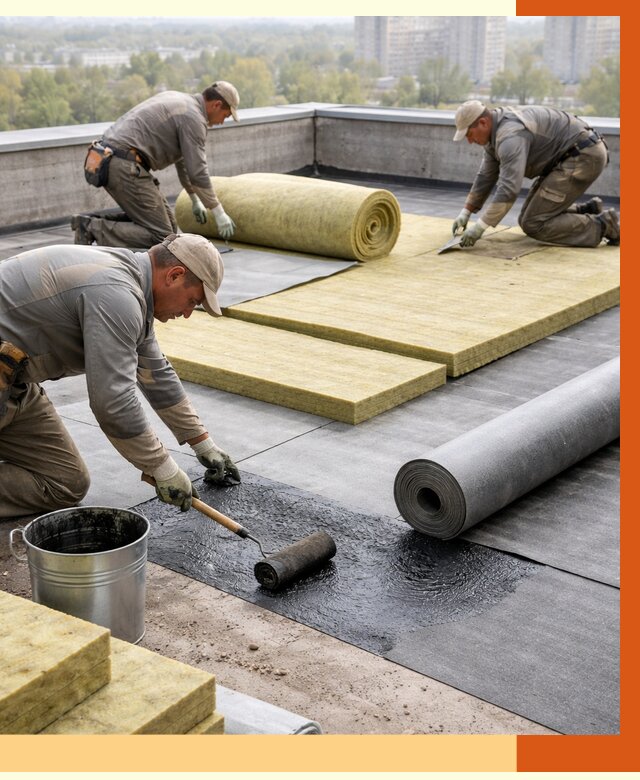 Утепление плоской крыши в Губкине от 7314 руб./м2 под ключ | ТепломастерГбк