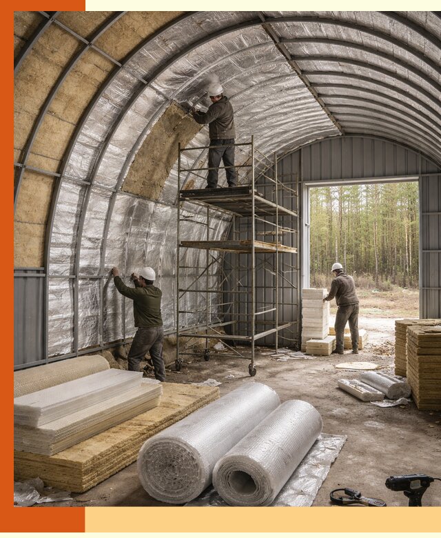 Утепление арочного ангара под ключ в Губкине