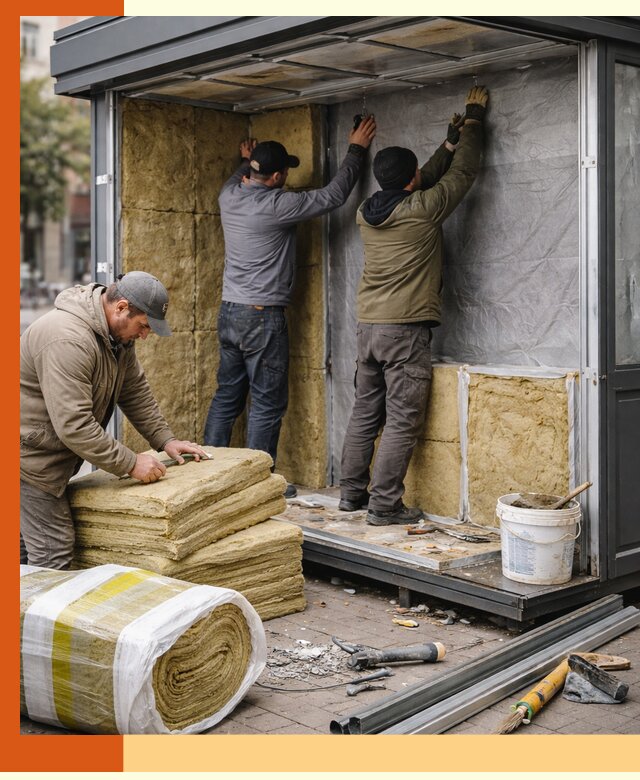 Утепление павильона шаурмы под ключ в Губкине