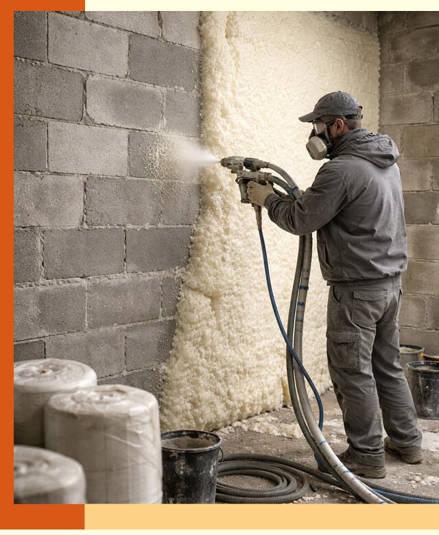 Утепление блочной стены ППУ в Губкине качественно и надёжно