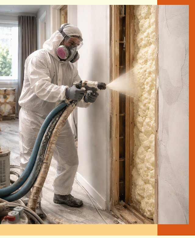 Межстеновое утепление ППУ в Губкине от 2793 руб/м2 — межстенное утепление под ключ | ТепломастерГбк