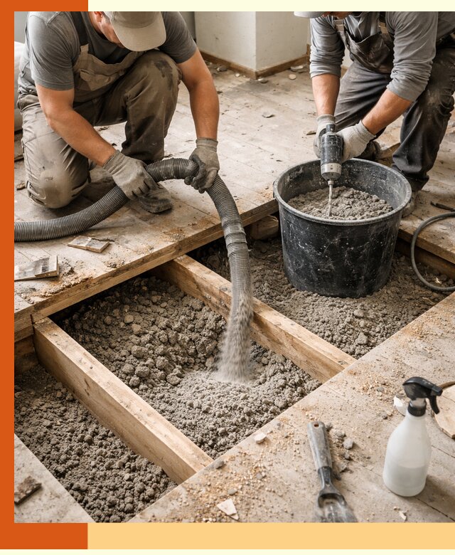 Заполнение пустот пола в Губкине полиуретаном и пенополистиролом