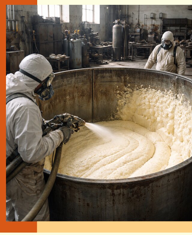 Заливка ппу в емкости с полной изоляцией и герметизацией в Губкине