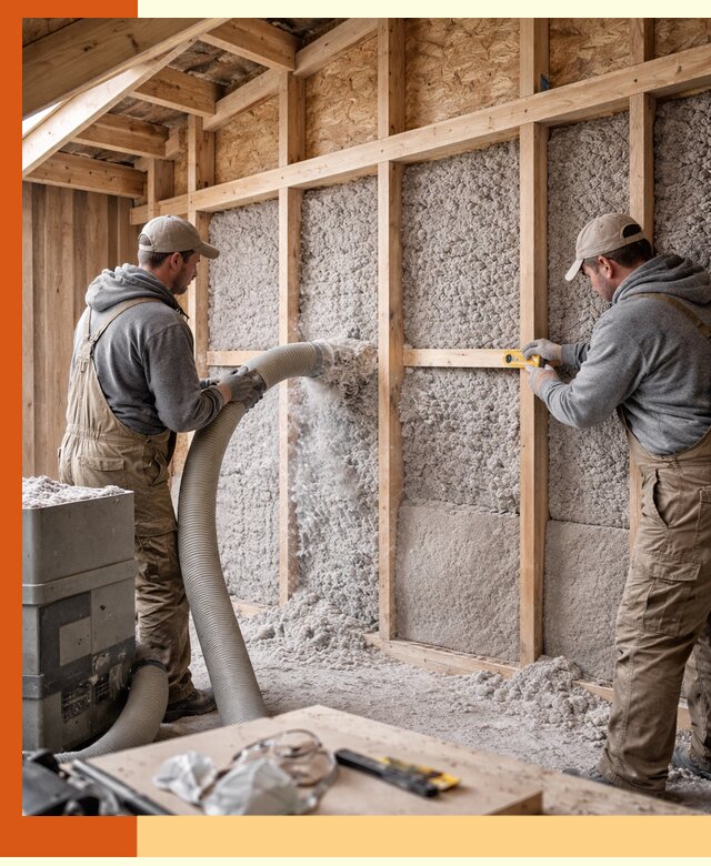 Утепление эковатой стен, потолков и перекрытий в Губкине