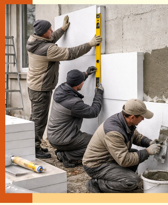 Утепление пенопластом наружных стен и фасадов в Губкине