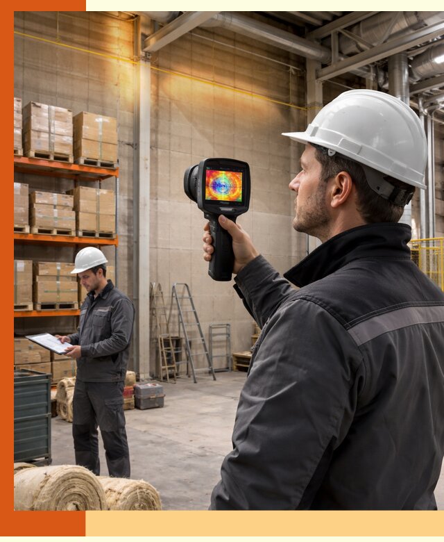 Тепловизионное обследование склада и выявление утечек в Губкине