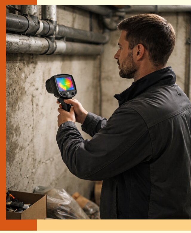 Тепловизионное обследование подвала в Губкине для поиска утечек тепла