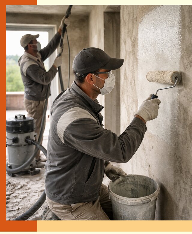 Подготовка поверхности под напыление утеплителя в Губкине