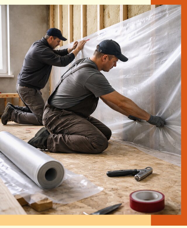 Монтаж пароизоляции в Губкине от 2540 руб. — установка и укладка под ключ | ТепломастерГбк