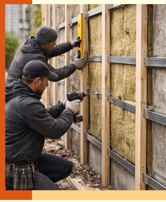 Монтаж обрешетки под утепление зданий и квартир в Губкине